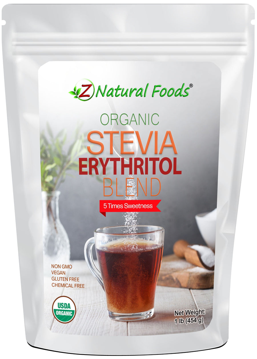 Photo of front of 1 lb bag of Stevia - Erythritol Blend - Organic Z Natural Foods 