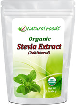 Photo of the front of 1 lb bag of Stevia Extract Powder (Debittered) - Organic Sweeteners Z Natural Foods 