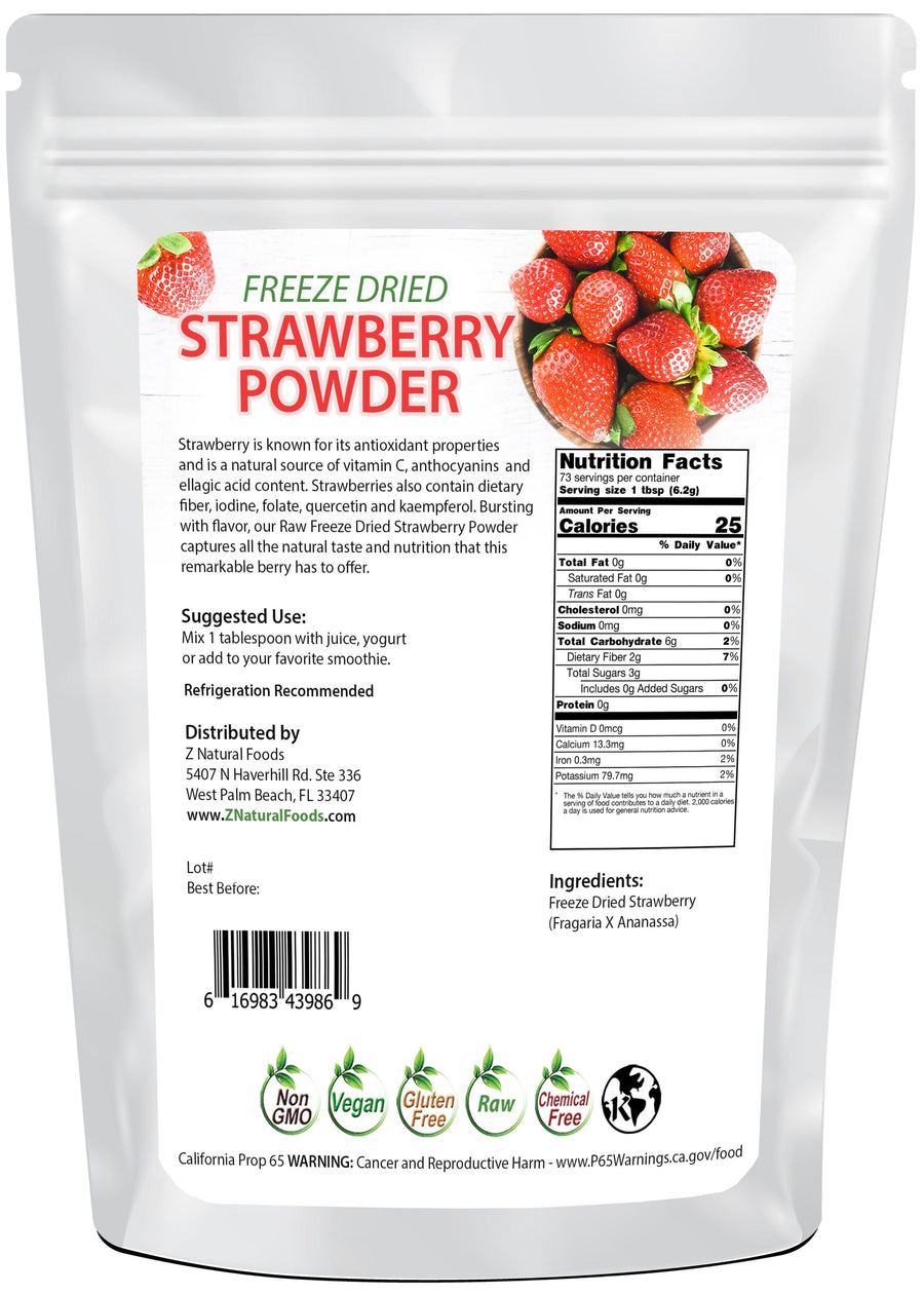 Strawberry Powder - Freeze Dried back of the bag image Z Natural Foods 