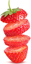 Strawberry sliced into 4 pieces stacked on top of each other