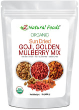 Sun Dried Goji, Golden, Mulberry Mix - Organic front of the bag image Z Natural Foods 1 lb 