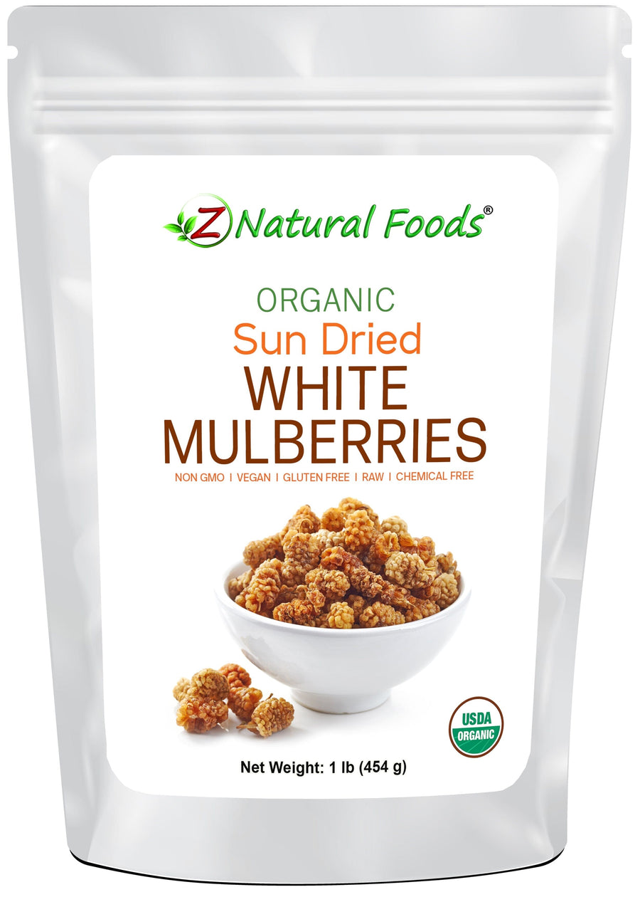front bag image of Sun Dried White Mulberries - Organic Dried Fruit & Berries Z Natural Foods 1 lb 