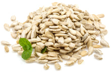 Closeup image of Sunflower Seed Kernels on white background