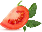 Image of Sliced Tomato with green stem and 3 green leaves