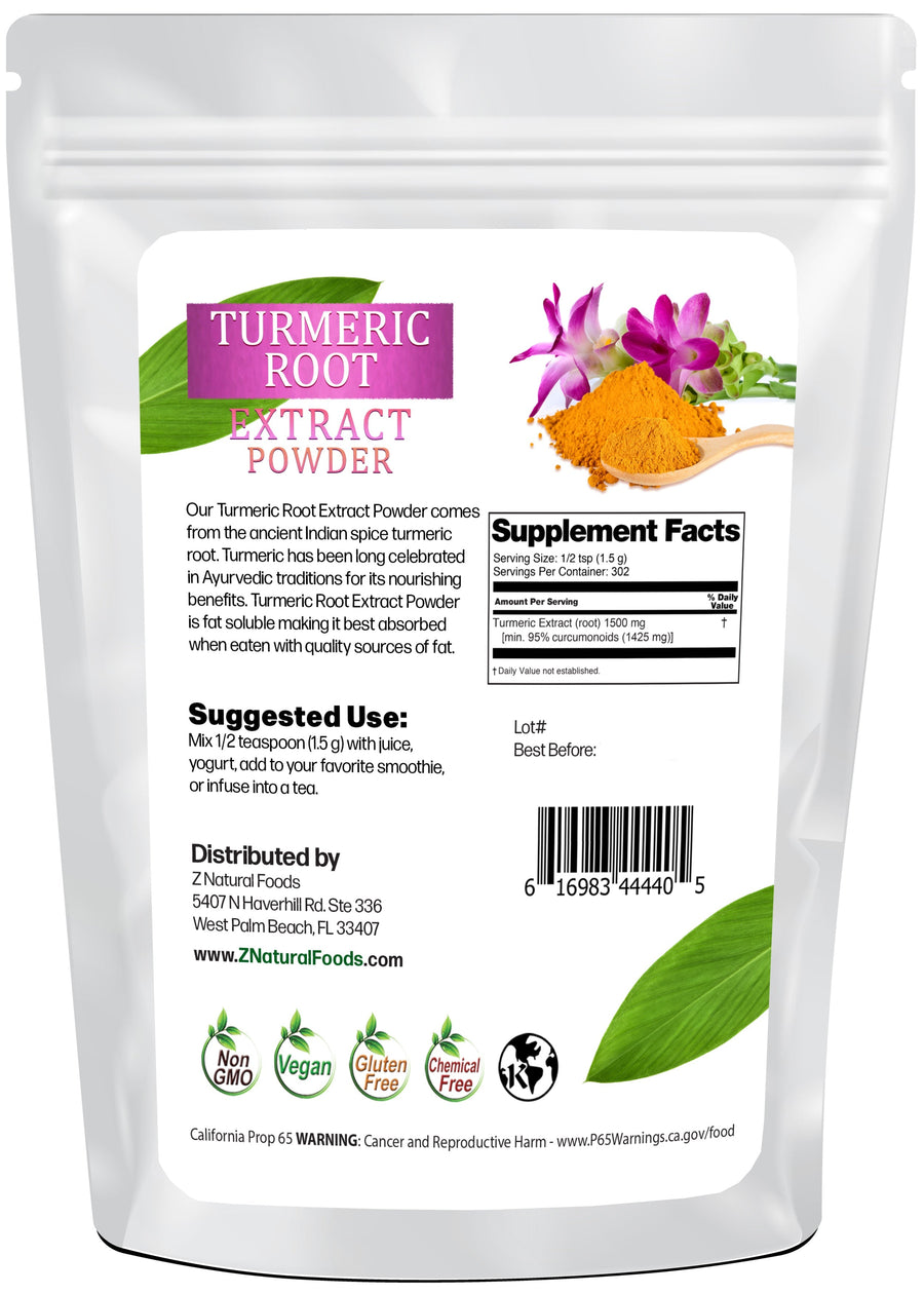 Image of Turmeric Root Extract Powder back of the bag image
