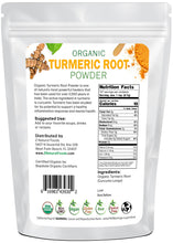 Turmeric Root Powder - Organic back of the bag image 1 lb