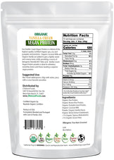 Photo of back of 1 lb bag of Z Natural Foods Organic Vanilla Cream Vegan Protein