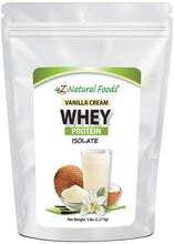 Photo of front of 5 lb bag of Vanilla Cream Whey Protein Isolate