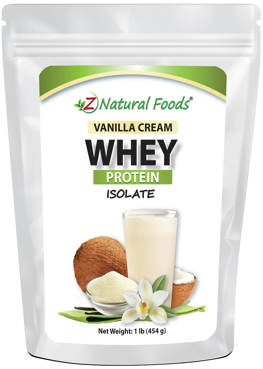 Photo of front of 1 lb bag of Vanilla Cream Whey Protein Isolate Protein front of bag