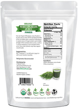 Wheatgrass Juice Powder - Organic back of the bag image Z Natural Foods 
