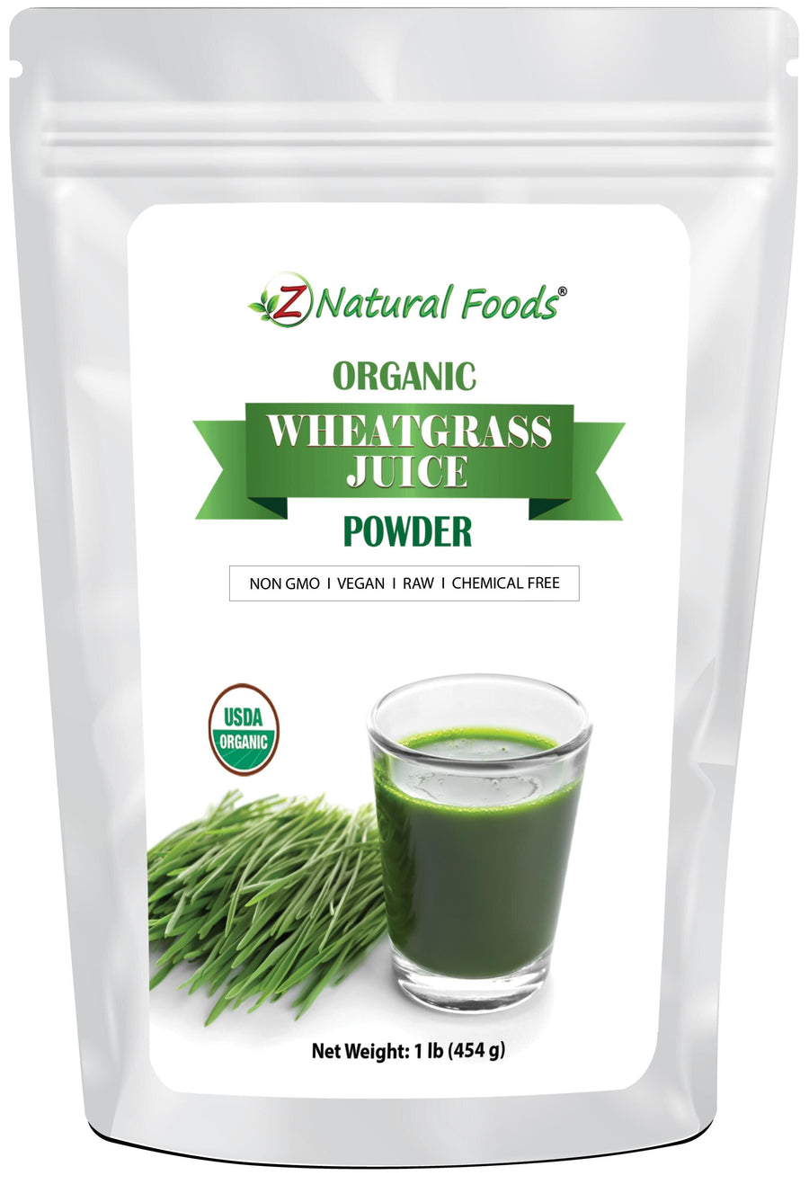 Wheatgrass Juice Powder - Organic front of the bag image Z Natural Foods 1 lb 