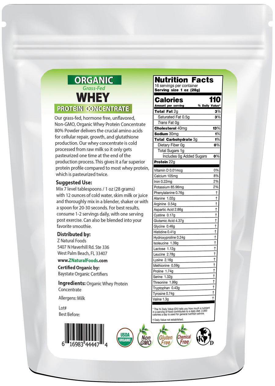 Whey Protein Concentrate - Organic back of bag