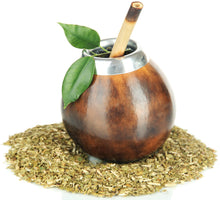 Image of Yerba Mate Tea Green shreds and a tea maker